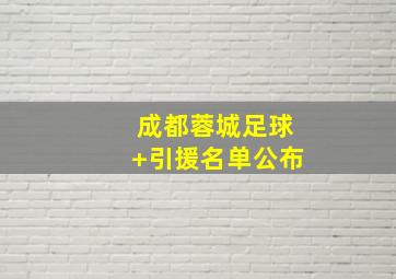 成都蓉城足球 引援名单公布